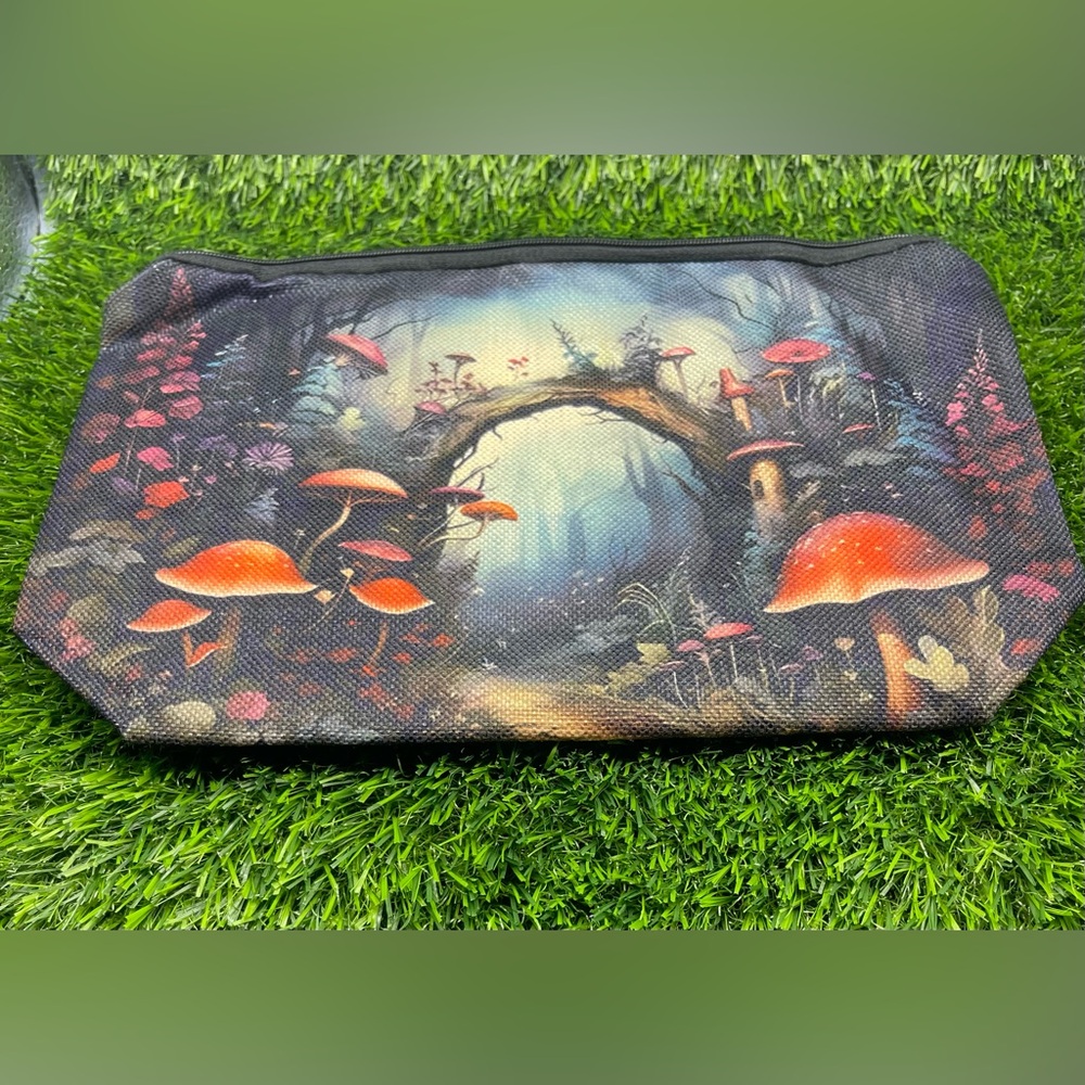 Mushroom Forest Print Pouch, NWOT